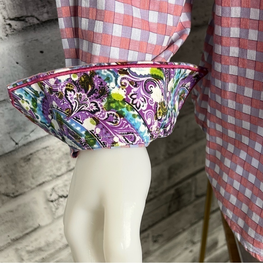 Robert Graham Gingham Print Flip Cuff Casual Shirt - Picture 6 of 7